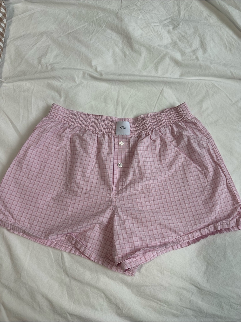 TNA Pink Checked Cotton Shorts